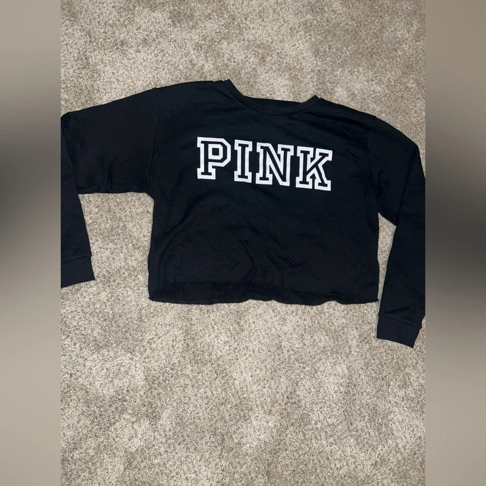 PINK Victoria's Secret Black Logo Sweatshirt - Picture 1 of 7